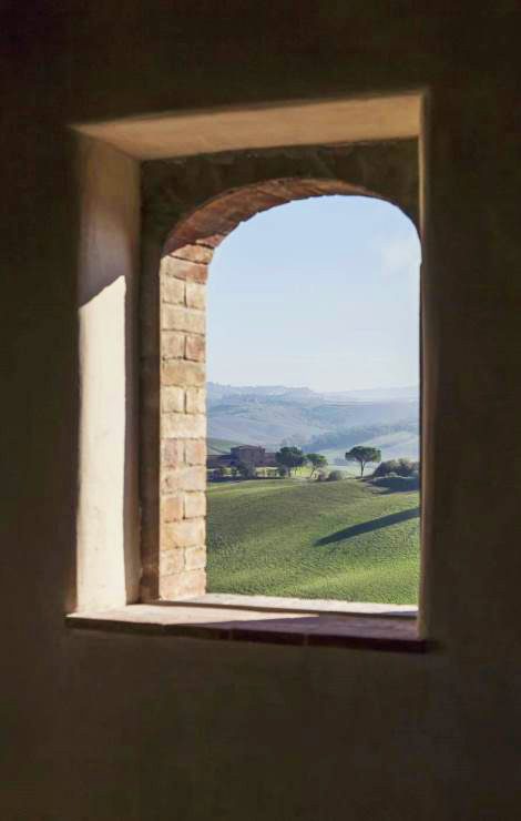 window view at exclusive holiday villa in Tuscany