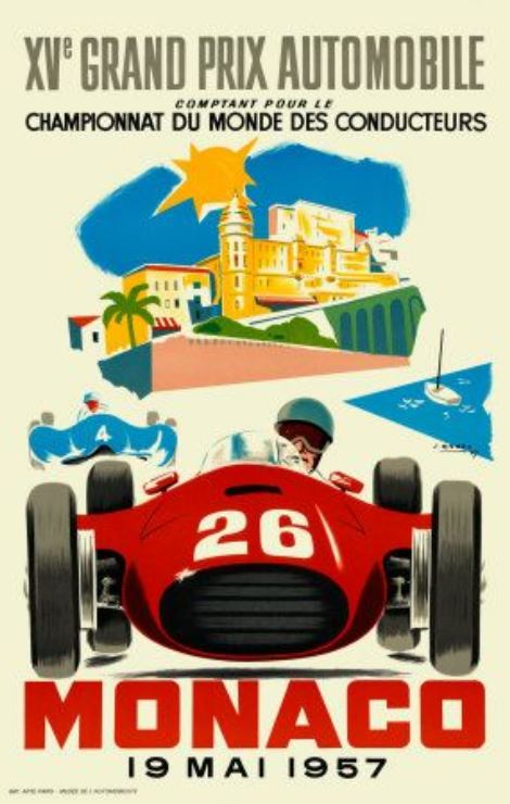 Monaco Grand Prix Old school poster 1957